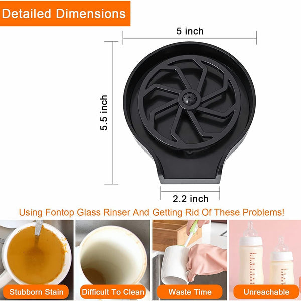 🚰 Automatic Cup Washer – 360° Sink Glass Rinser for Bottles &amp; Mugs