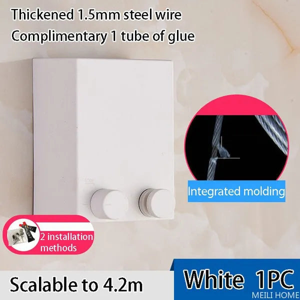 Retractable Wall-Mounted Clothesline – Space-Saving Indoor & Outdoor Drying Rack