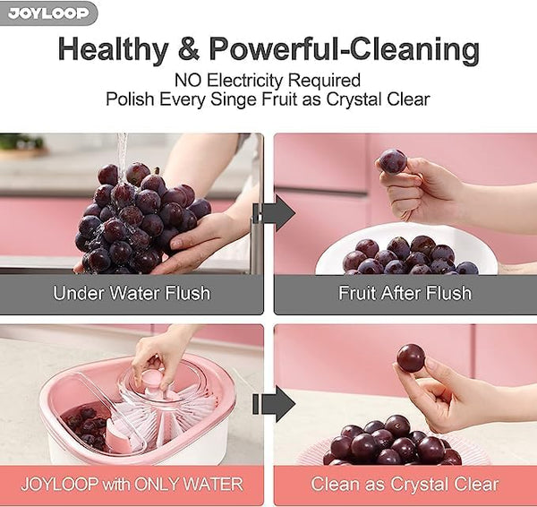 JOYLOOP Fruit Cleaning Device – Manual Spinner & Scrubber