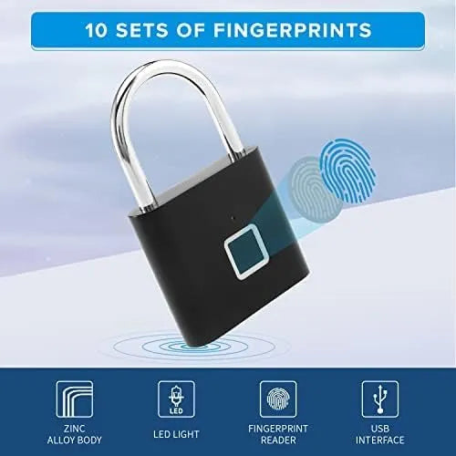 Fingerprint Padlock – Smart Biometric Lock with USB-C Charging, Multiple Users & Long Battery Life