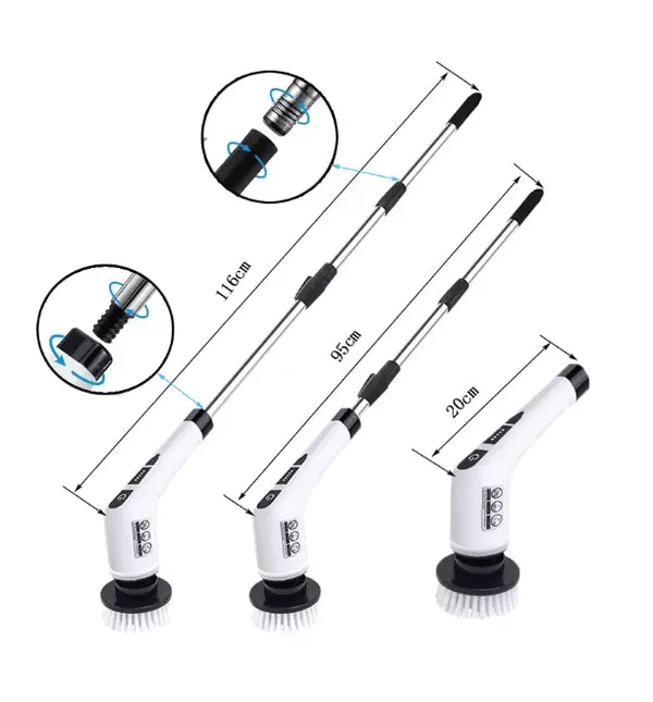 Electric Cleaning Brush JY-6010 – Rechargeable Cordless Power Scrubber with Multiple Brush Heads