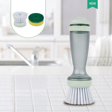 Dish Scrub Brush with Soap Dispenser – Non-Slip Pot & Pan Cleaner
